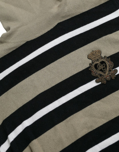 Dolce & Gabbana Multicolor Stripe Wool Logo Pullover Sweater by Dolce & Gabbana