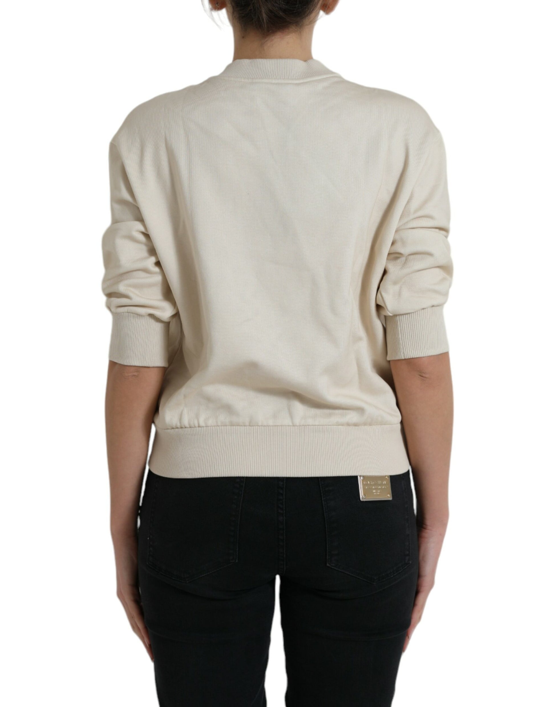 Dolce & Gabbana Beige Jungle Printed Cotton Pullover Sweater by Dolce & Gabbana