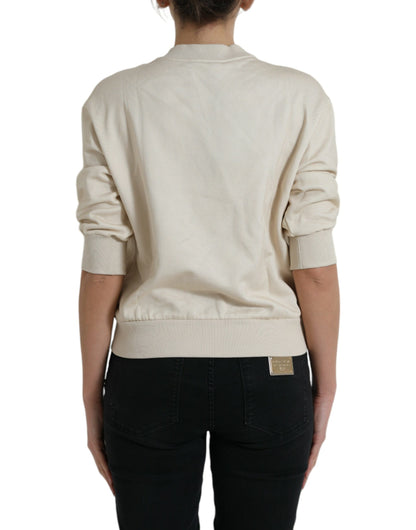 Dolce & Gabbana Beige Jungle Printed Cotton Pullover Sweater by Dolce & Gabbana