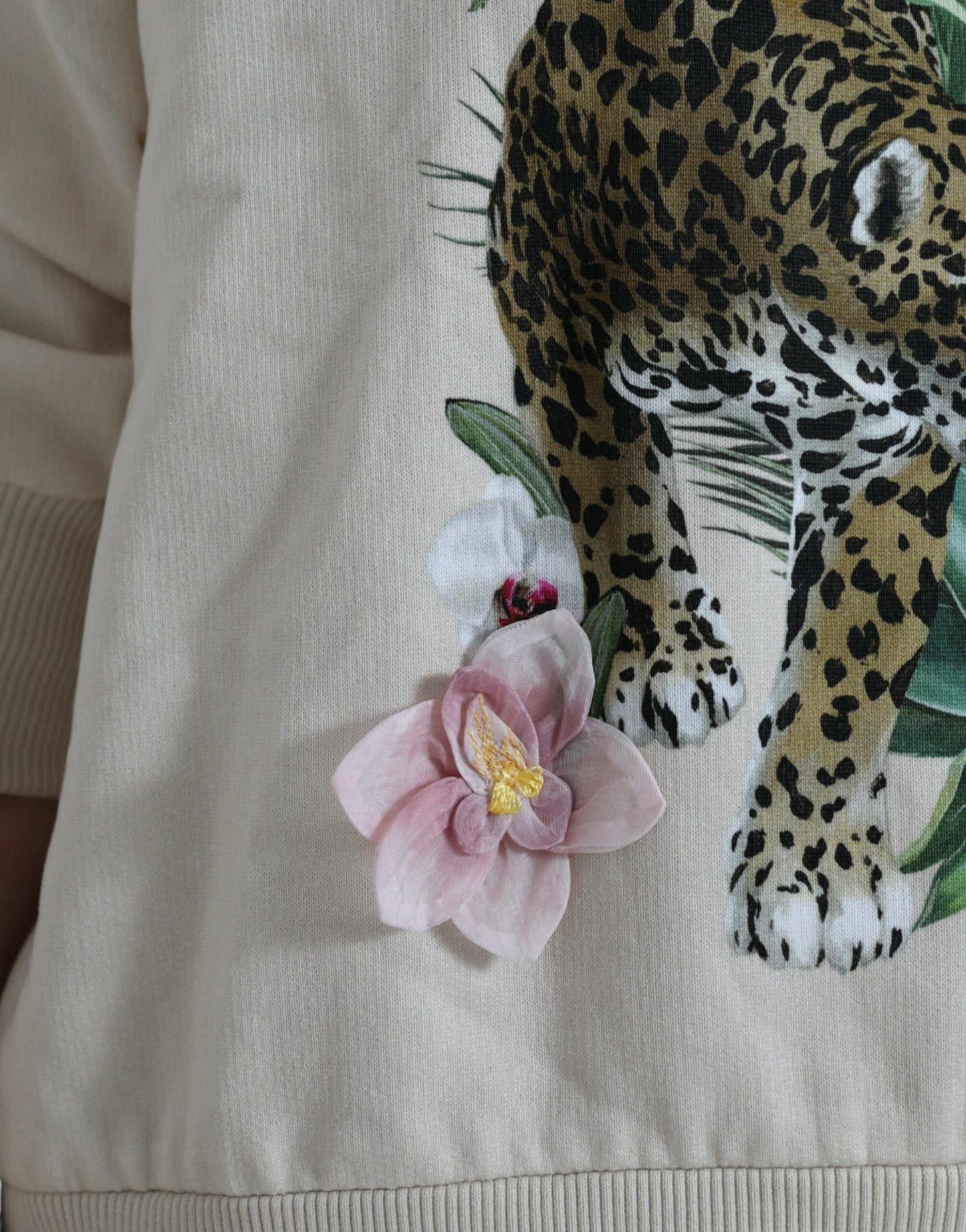 Dolce & Gabbana Beige Jungle Printed Cotton Pullover Sweater by Dolce & Gabbana