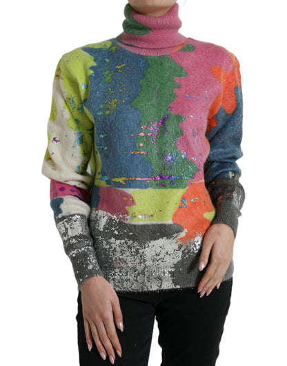 Dolce & Gabbana Multicolor Mohair Turtleneck Pullover Sweater by Dolce & Gabbana