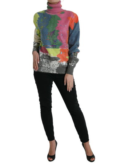 Dolce & Gabbana Multicolor Mohair Turtleneck Pullover Sweater by Dolce & Gabbana