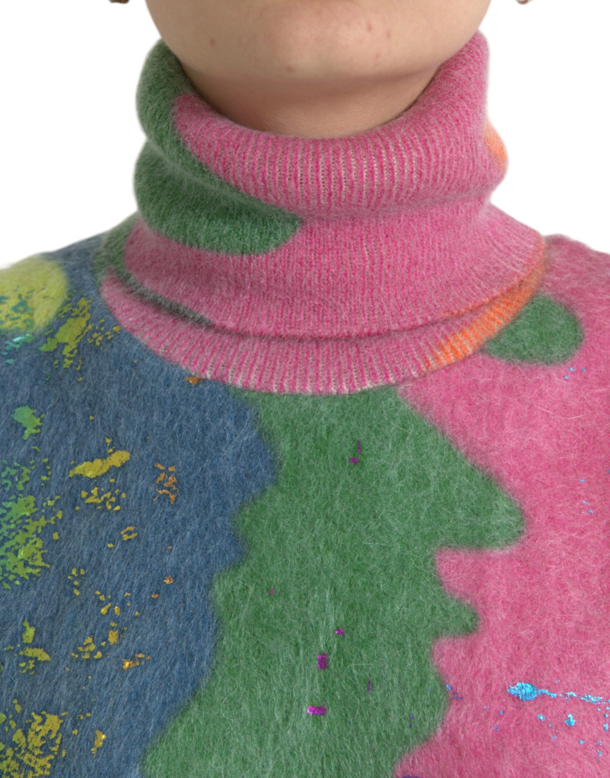 Dolce & Gabbana Multicolor Mohair Turtleneck Pullover Sweater by Dolce & Gabbana