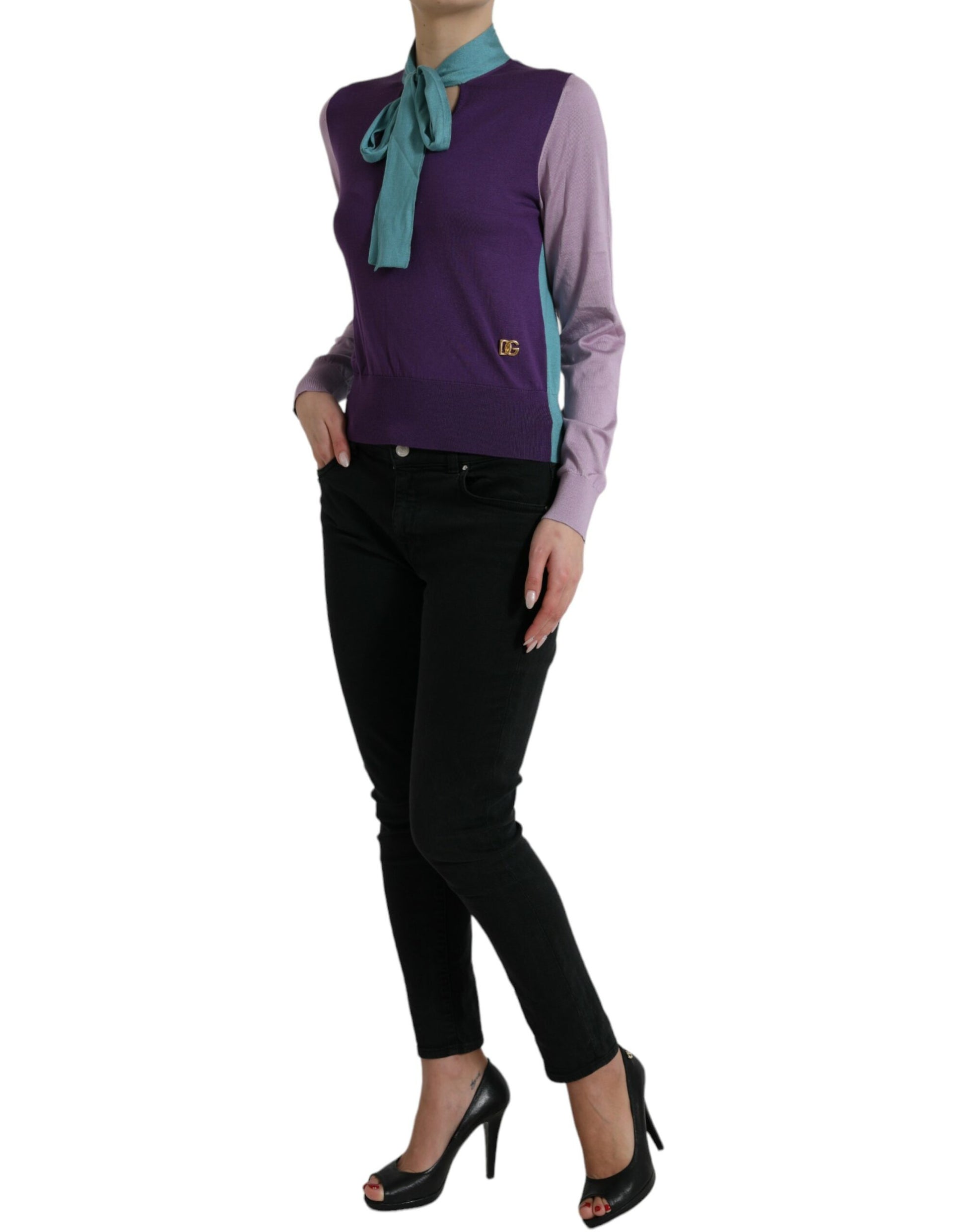 Dolce & Gabbana Multicolor Bow Fastening Pullover Sweater by Dolce & Gabbana