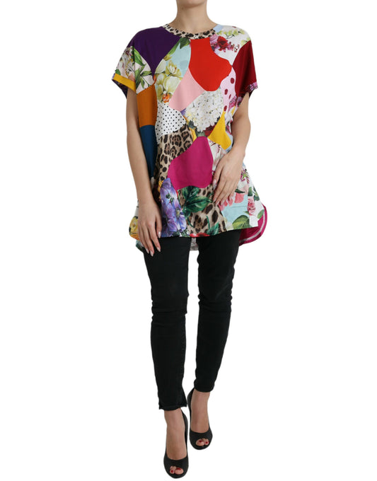 Dolce & Gabbana Multicolor Patchwork Cotton Silk Blouse Top by Dolce & Gabbana