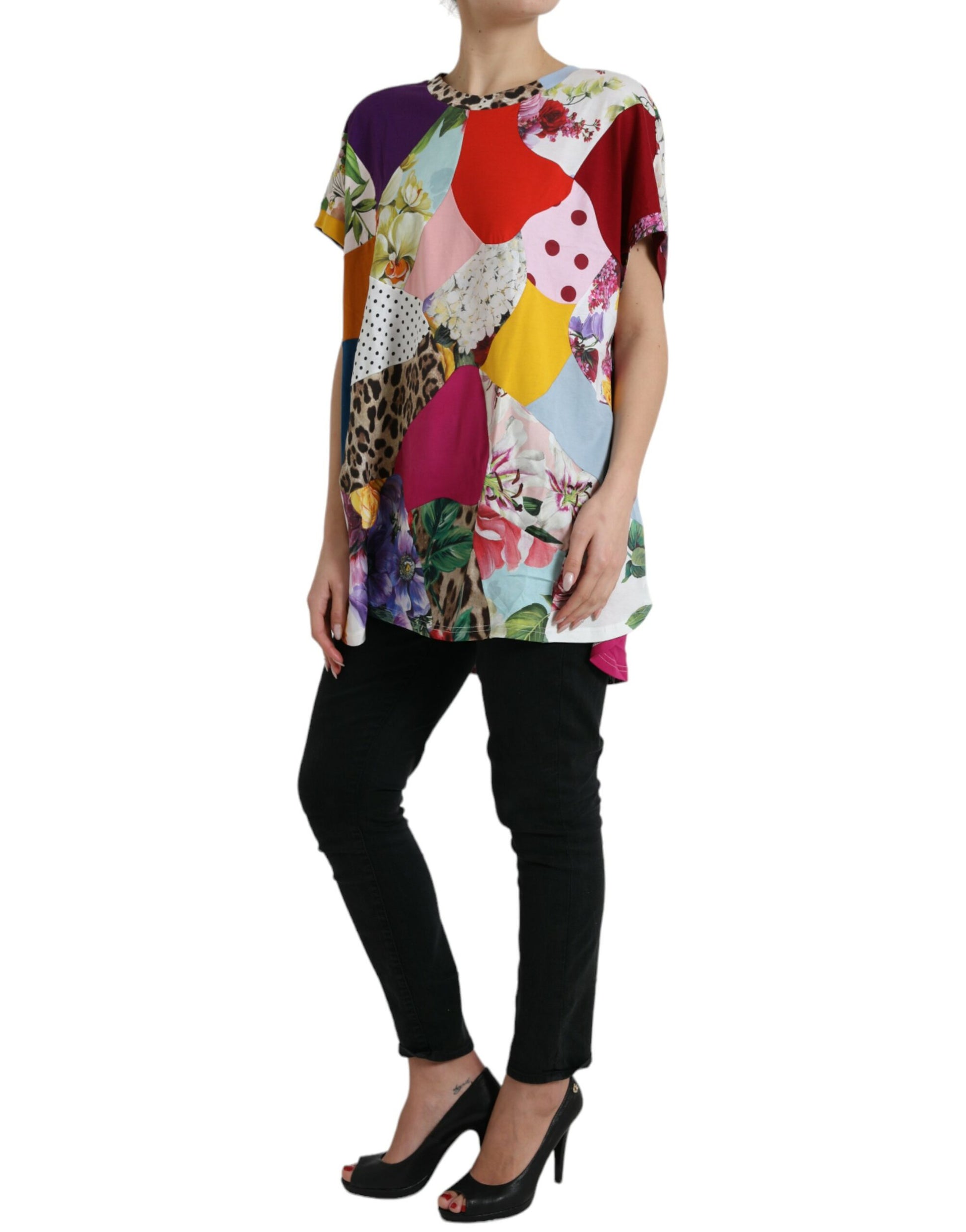 Dolce & Gabbana Multicolor Patchwork Cotton Silk Blouse Top by Dolce & Gabbana