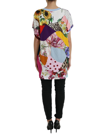 Dolce & Gabbana Multicolor Patchwork Cotton Silk Blouse Top by Dolce & Gabbana