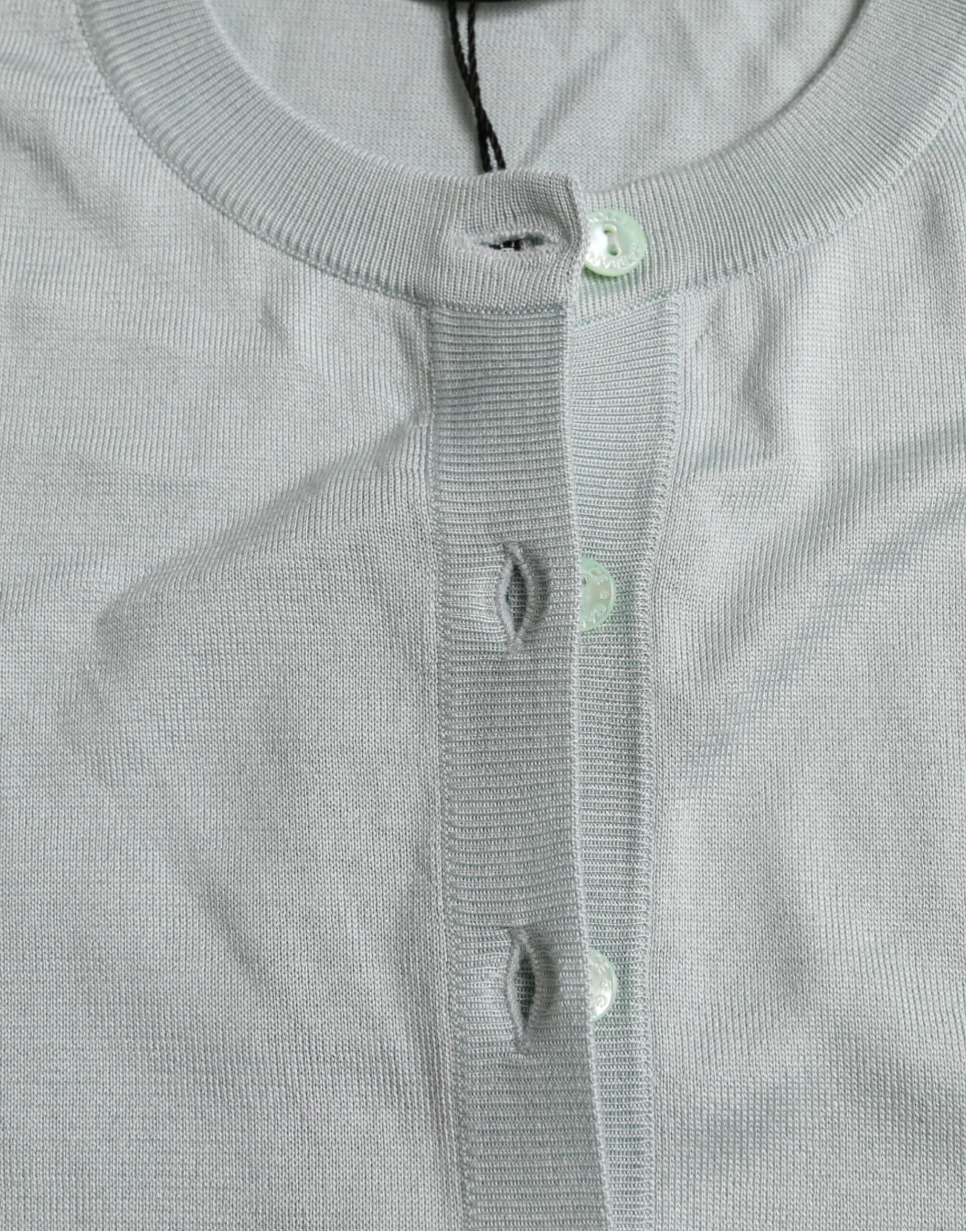 Dolce & Gabbana Light Blue Silk Crew Neck Cardigan Sweater by Dolce & Gabbana