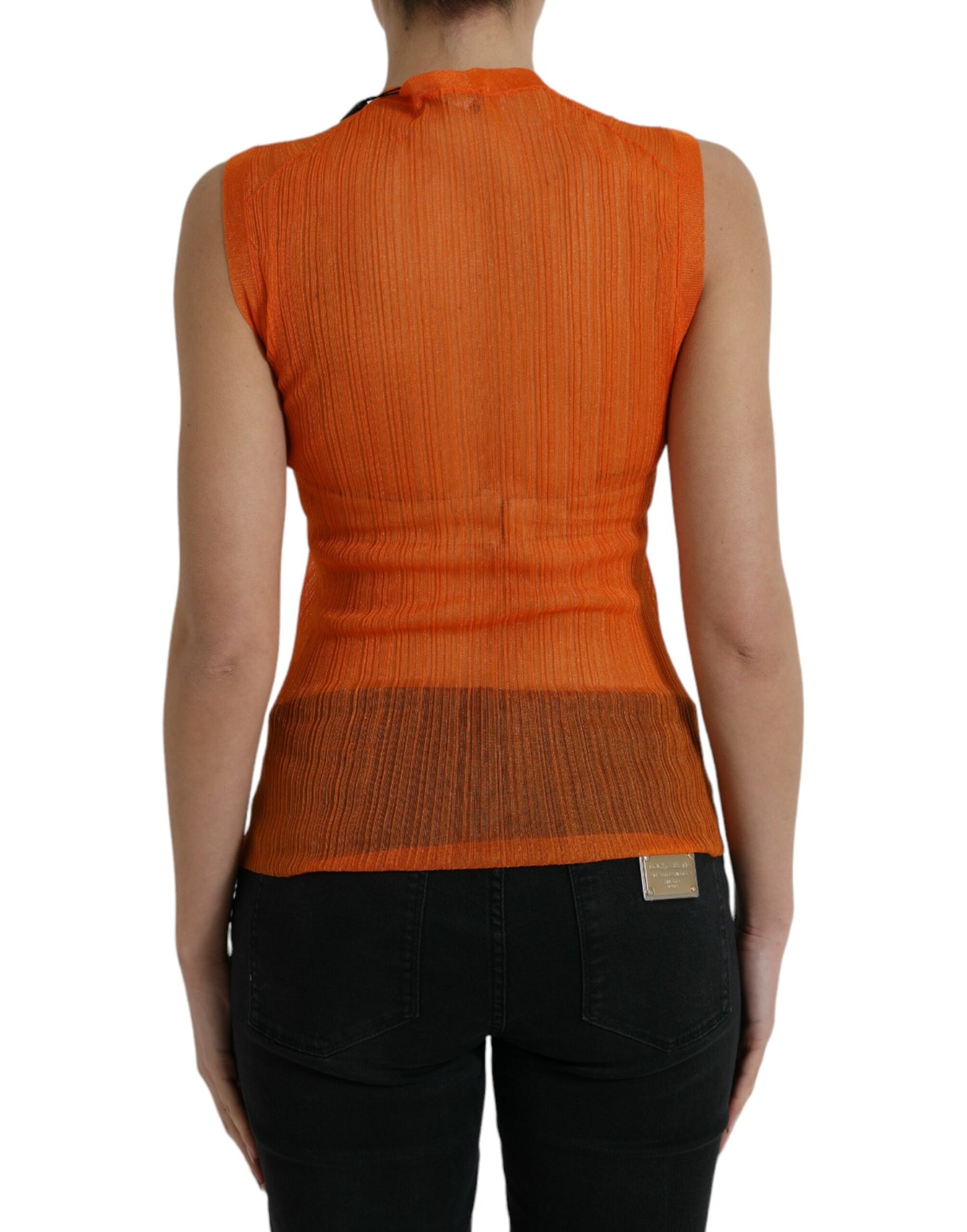 Dolce & Gabbana Orange See Through Crew Neck Blouse Tank Top by Dolce & Gabbana