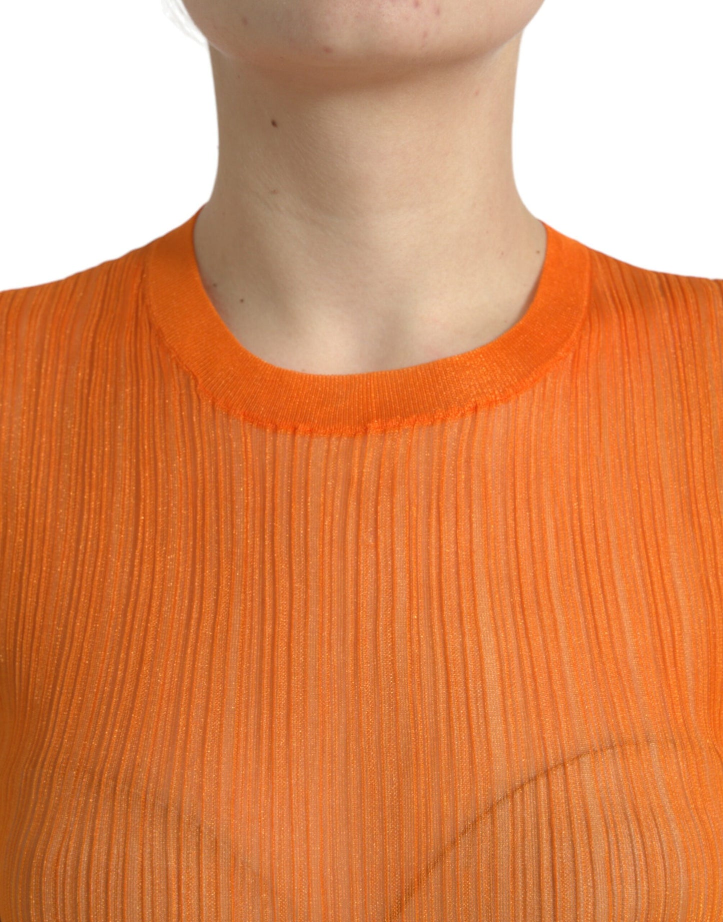 Dolce & Gabbana Orange See Through Crew Neck Blouse Tank Top by Dolce & Gabbana