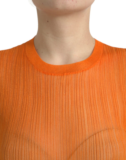 Dolce & Gabbana Orange See Through Crew Neck Blouse Tank Top by Dolce & Gabbana