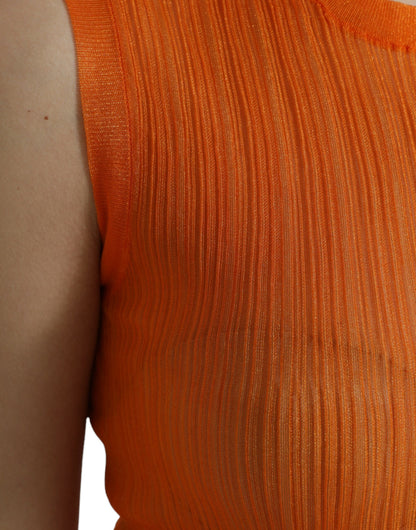 Dolce & Gabbana Orange See Through Crew Neck Blouse Tank Top by Dolce & Gabbana