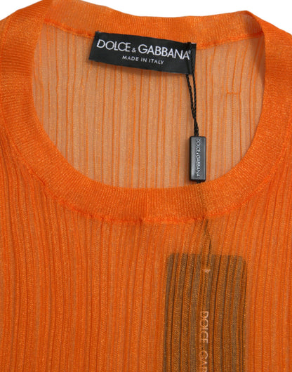 Dolce & Gabbana Orange See Through Crew Neck Blouse Tank Top by Dolce & Gabbana
