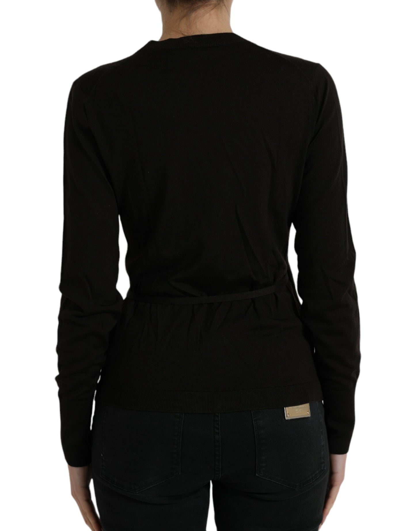 Dolce & Gabbana Black Wool V-neck Crossed Cardigan Sweater by Dolce & Gabbana