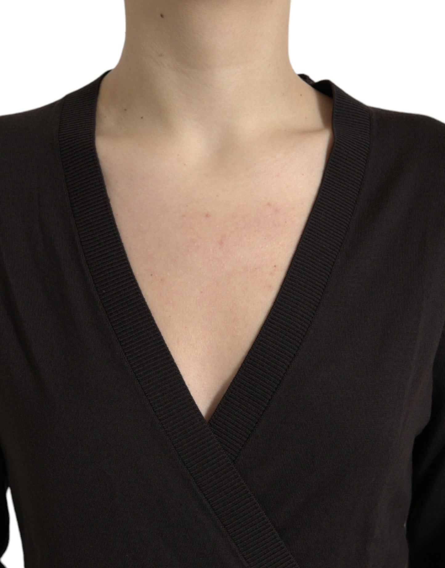 Dolce & Gabbana Black Wool V-neck Crossed Cardigan Sweater by Dolce & Gabbana