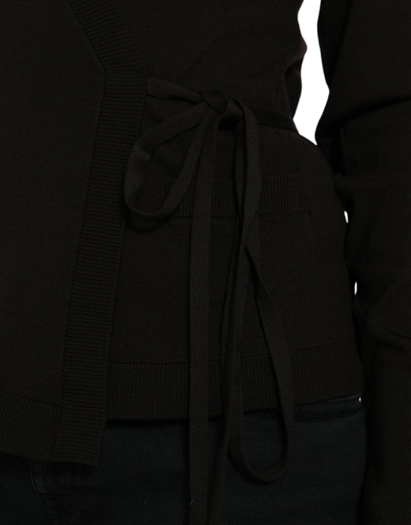 Dolce & Gabbana Black Wool V-neck Crossed Cardigan Sweater by Dolce & Gabbana
