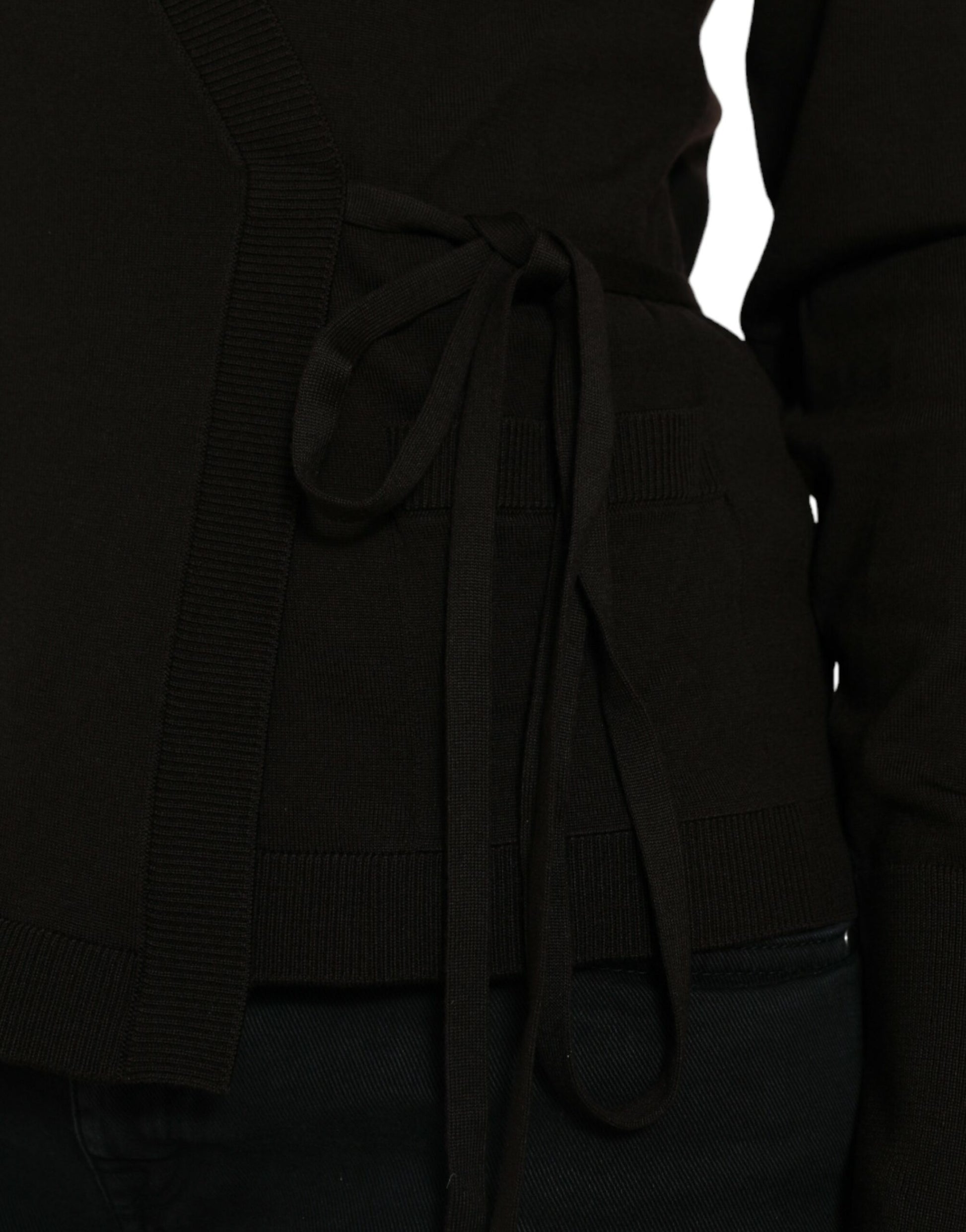 Dolce & Gabbana Black Wool V-neck Crossed Cardigan Sweater by Dolce & Gabbana