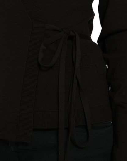 Dolce & Gabbana Black Wool V-neck Crossed Cardigan Sweater by Dolce & Gabbana