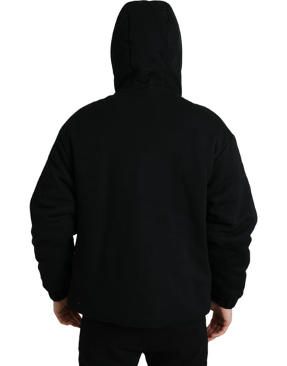 Dolce &amp; Gabbana Élégant blouson aviateur noir à capuche