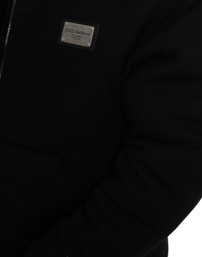 Dolce &amp; Gabbana Élégant blouson aviateur noir à capuche