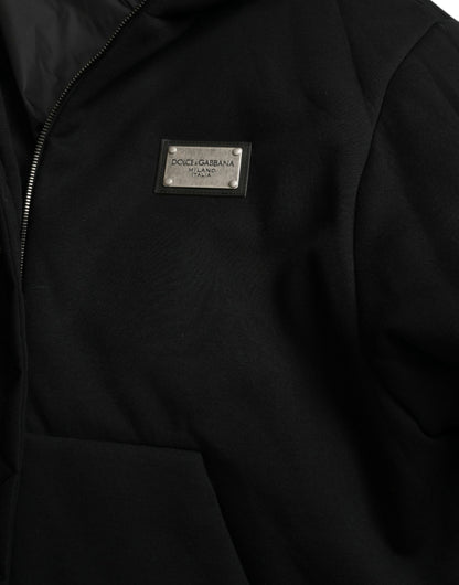Dolce &amp; Gabbana Élégant blouson aviateur noir à capuche