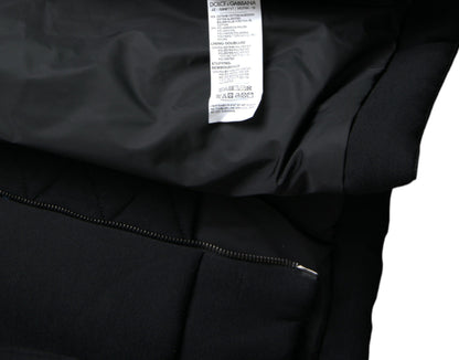 Dolce &amp; Gabbana Élégant blouson aviateur noir à capuche
