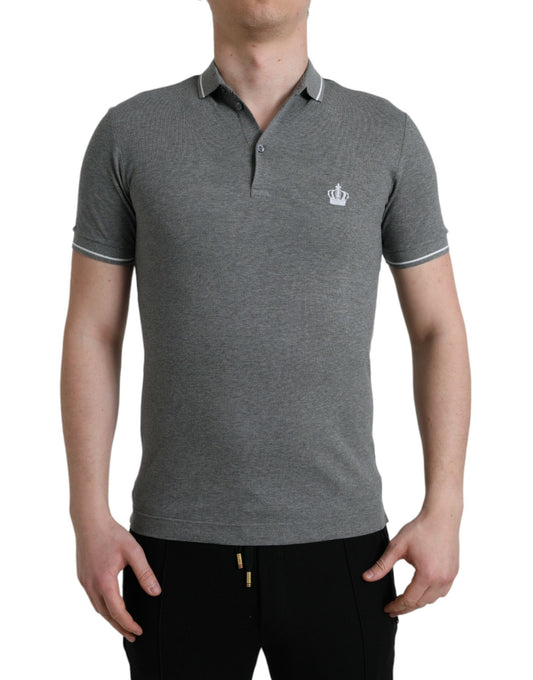 Polo élégant en coton gris Dolce &amp; Gabbana