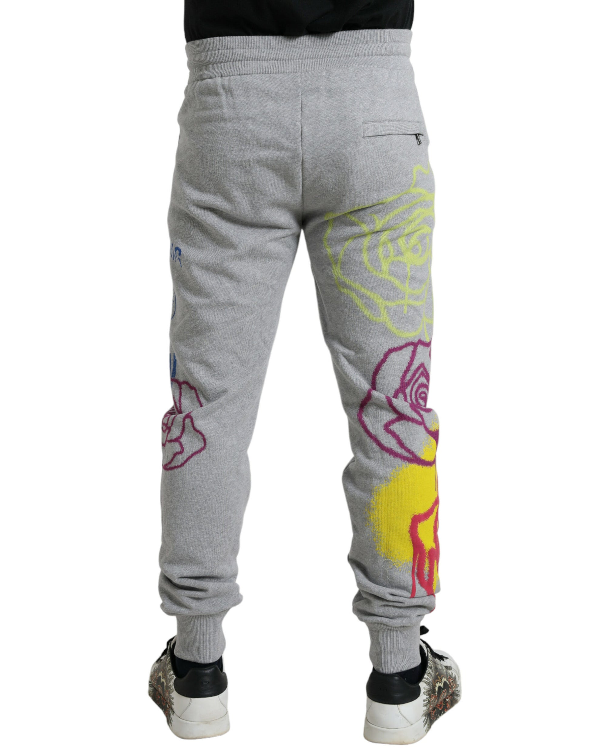 Dolce & Gabbana Gray Cotton Graffiti Sweatpants Jogger Pants by Dolce & Gabbana