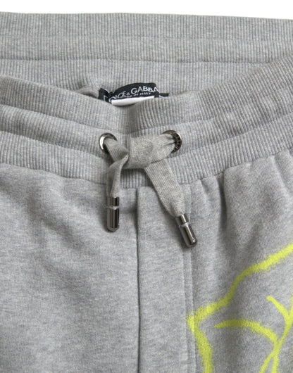 Dolce & Gabbana Gray Cotton Graffiti Sweatpants Jogger Pants by Dolce & Gabbana