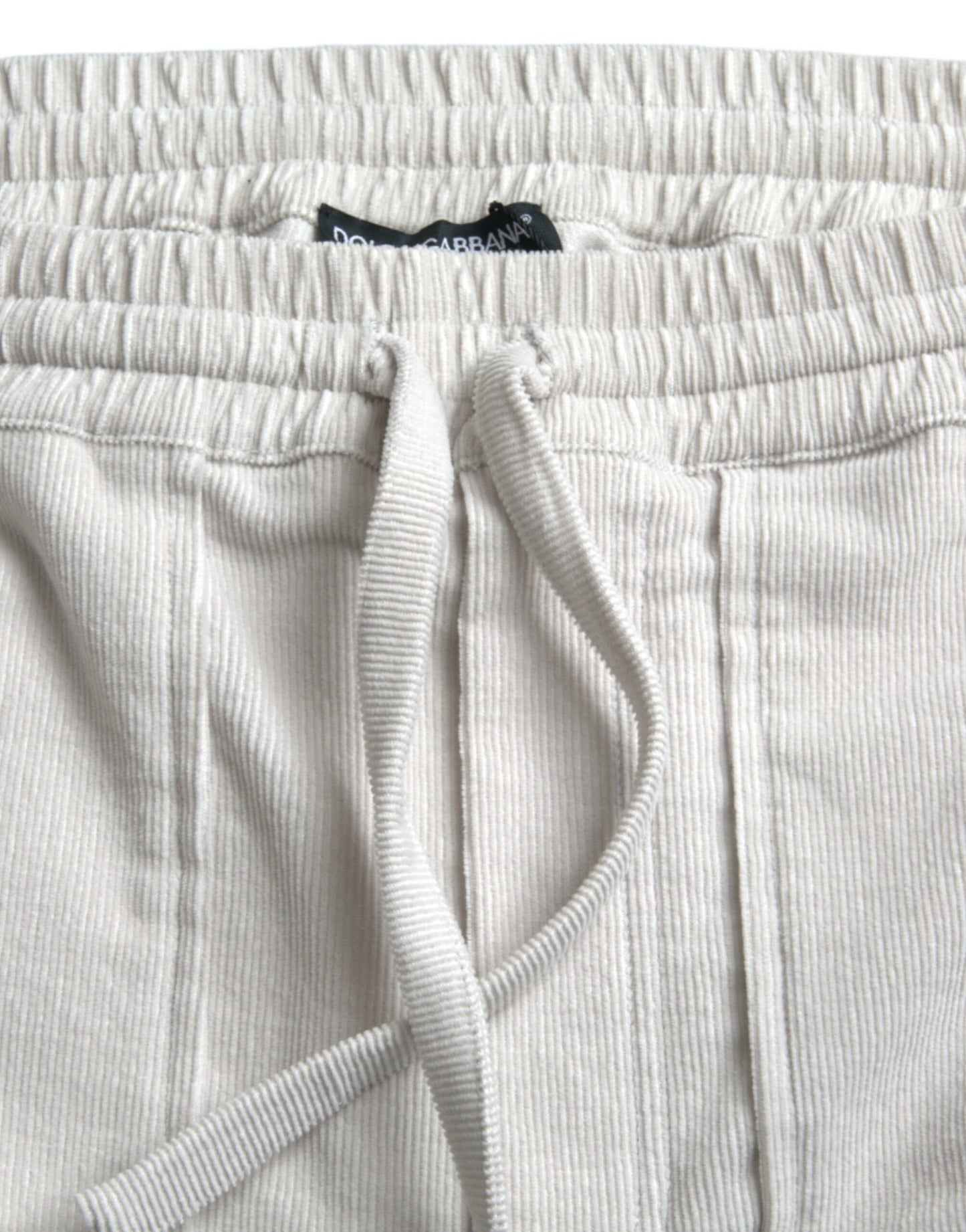 Dolce &amp; Gabbana Beige Cotton Corduroy Logo Bermuda Shorts