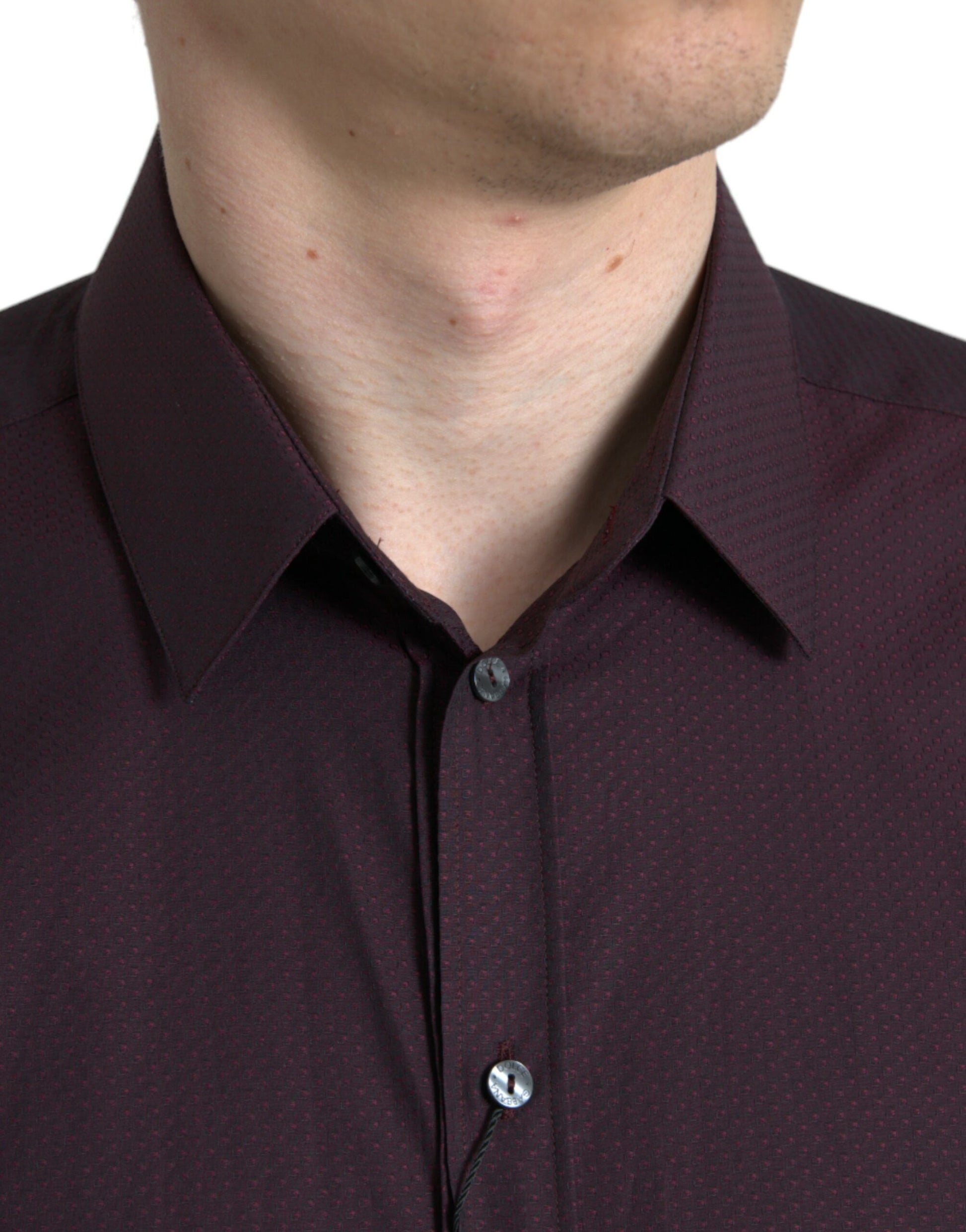 Dolce & Gabbana Maroon Jacquard Formal Dress MARTINI Shirt by Dolce & Gabbana