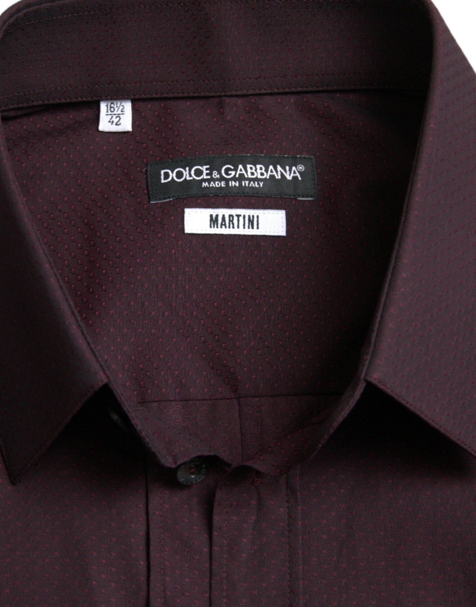 Dolce & Gabbana Maroon Jacquard Formal Dress MARTINI Shirt by Dolce & Gabbana