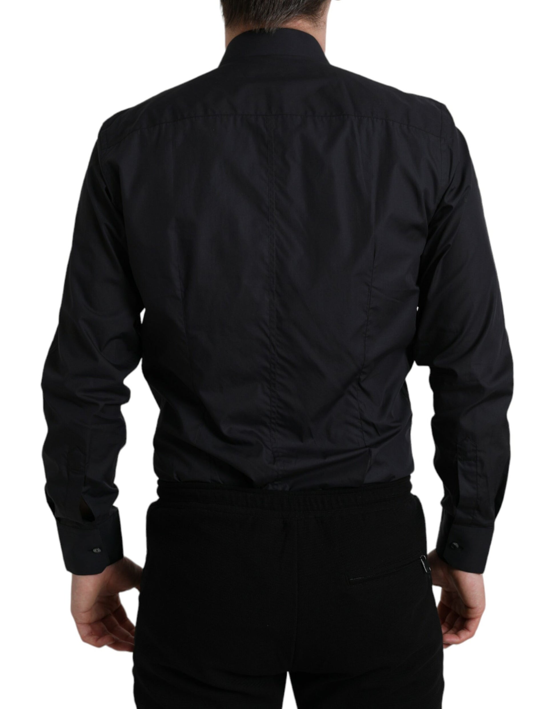 Dolce & Gabbana Navy Blue Cotton Collared Formal Dress Shirt by Dolce & Gabbana