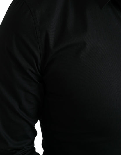 Dolce & Gabbana Black Cotton Stretch Slim Formal Dress Shirt by Dolce & Gabbana