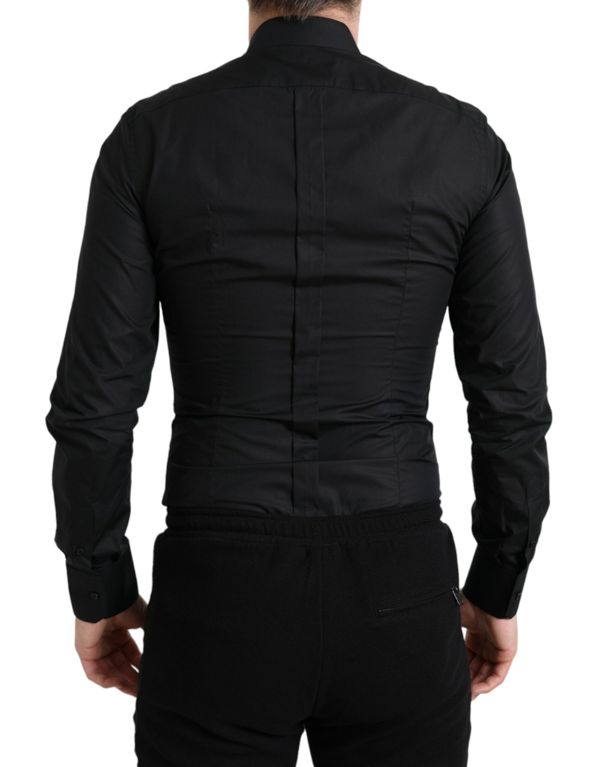 Dolce & Gabbana Black Cotton Logo Formal GOLD Dress Shirt by Dolce & Gabbana