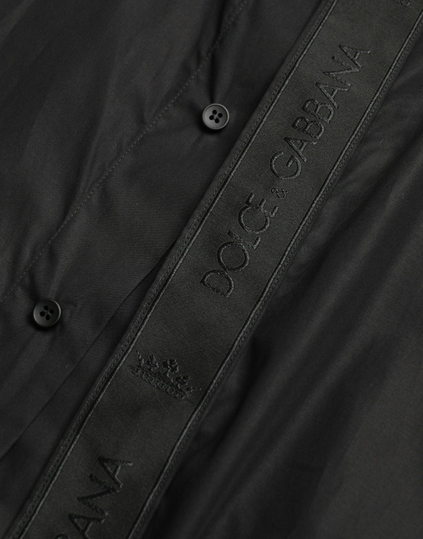 Dolce & Gabbana Black Cotton Logo Formal GOLD Dress Shirt by Dolce & Gabbana