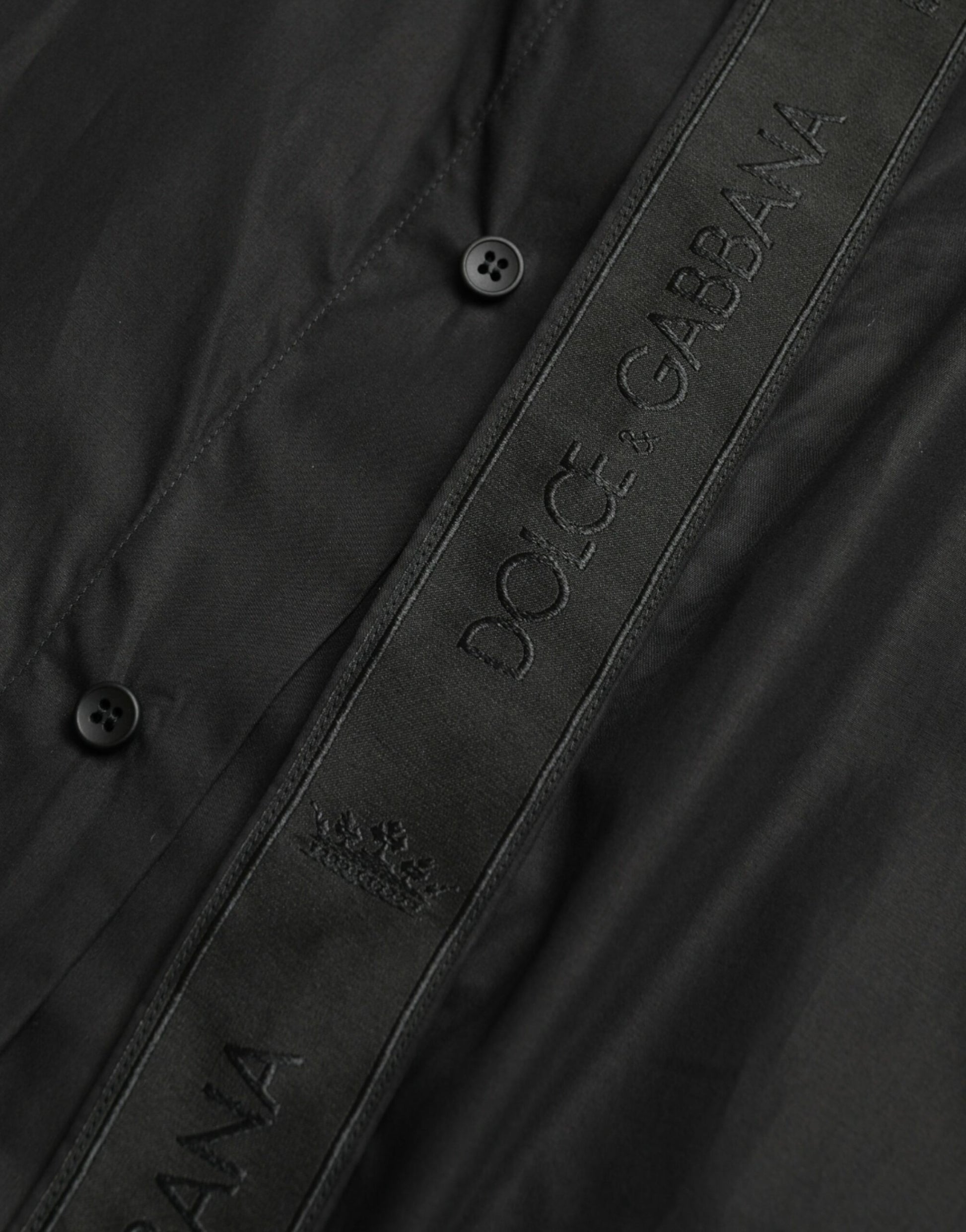 Dolce & Gabbana Black Cotton Logo Formal GOLD Dress Shirt by Dolce & Gabbana