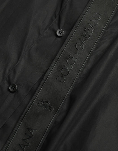 Dolce & Gabbana Black Cotton Logo Formal GOLD Dress Shirt by Dolce & Gabbana