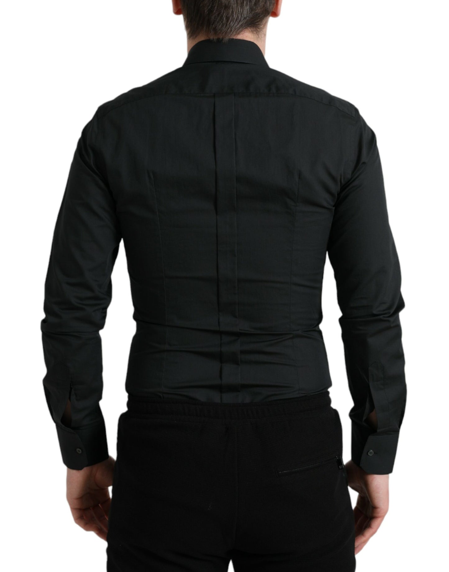 Dolce & Gabbana Black Cotton Silk Formal GOLD Dress Shirt by Dolce & Gabbana