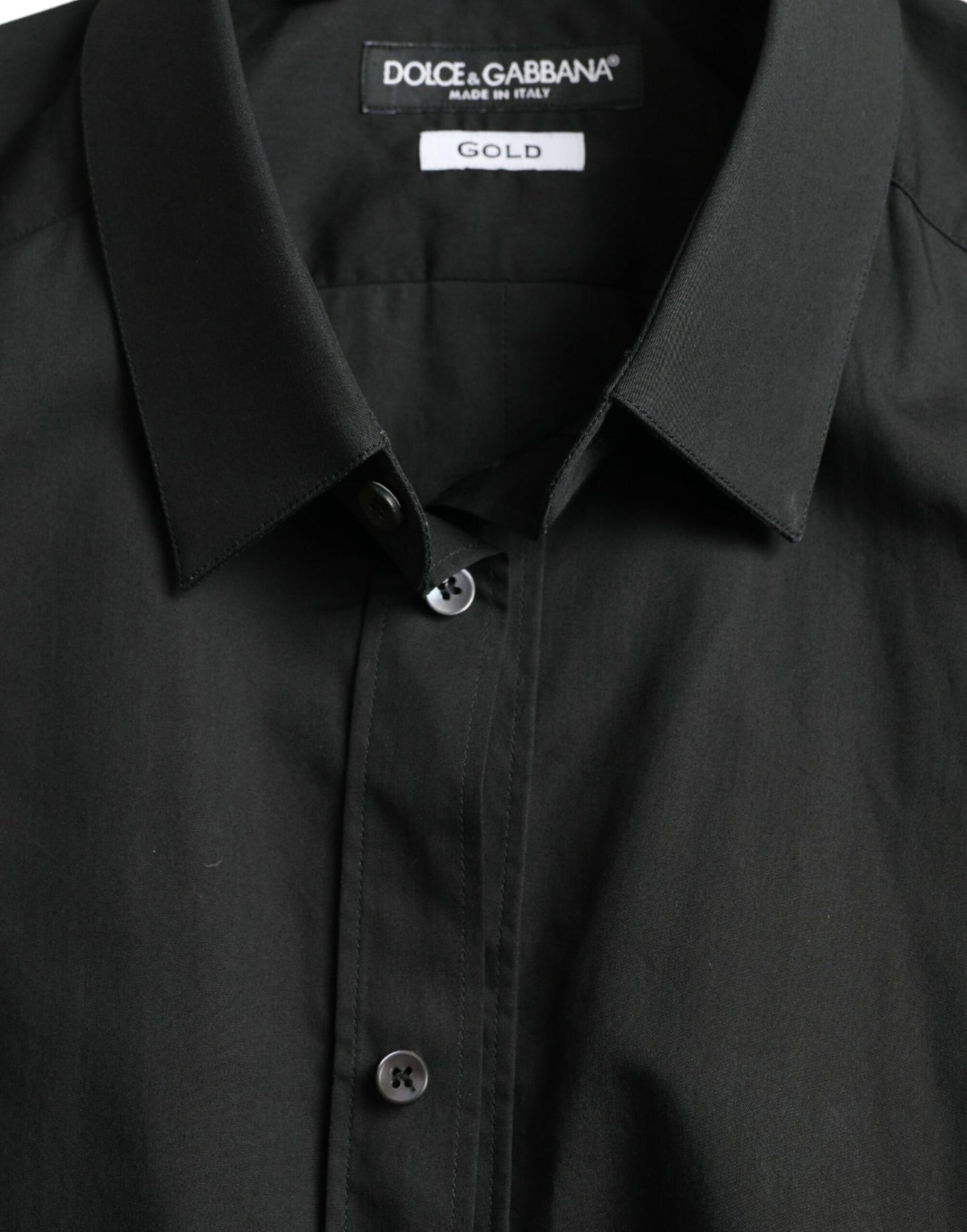 Dolce & Gabbana Black Cotton Silk Formal GOLD Dress Shirt by Dolce & Gabbana