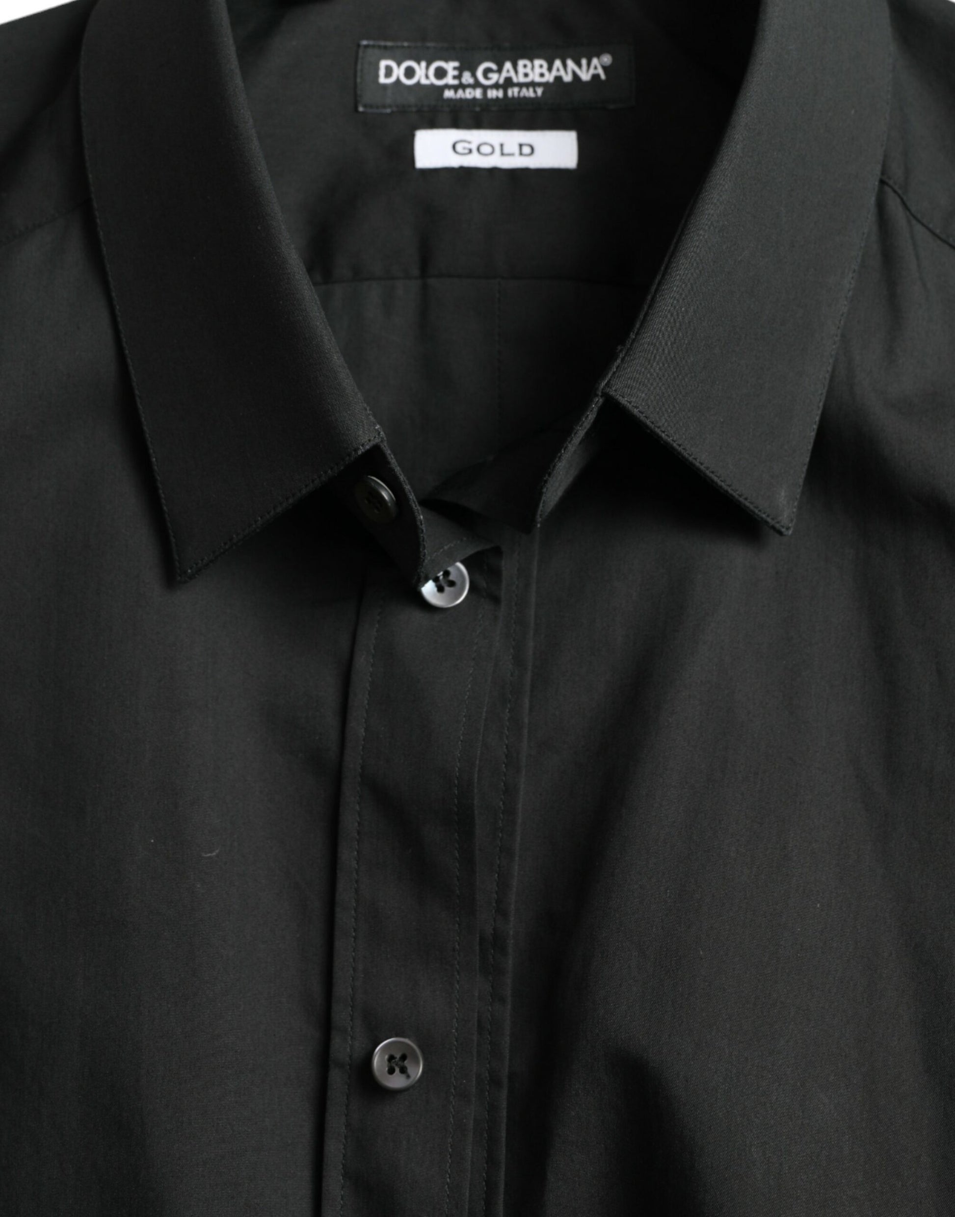 Dolce & Gabbana Black Cotton Silk Formal GOLD Dress Shirt by Dolce & Gabbana