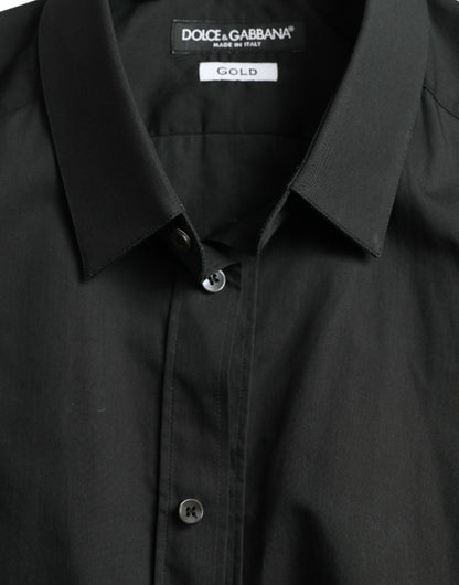 Dolce & Gabbana Black Cotton Silk Formal GOLD Dress Shirt by Dolce & Gabbana