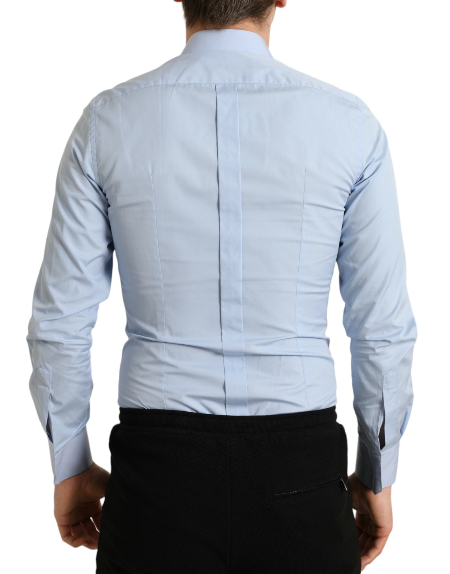 Dolce & Gabbana Sky Blue Cotton Men Formal GOLD Dress Shirt by Dolce & Gabbana