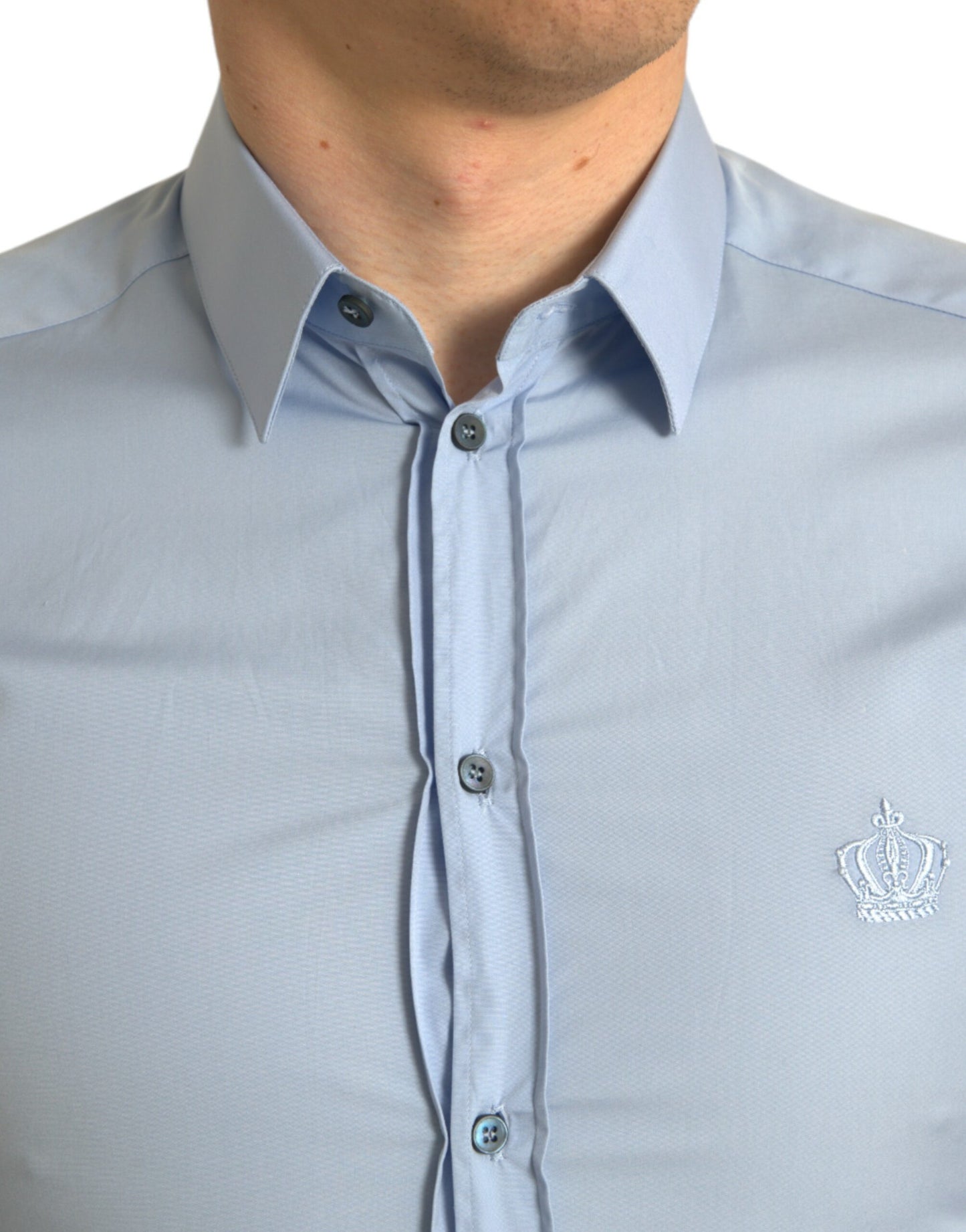 Dolce & Gabbana Sky Blue Cotton Men Formal GOLD Dress Shirt by Dolce & Gabbana