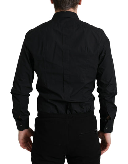 Dolce & Gabbana Black Cotton Men Formal GOLD Dress Shirt by Dolce & Gabbana