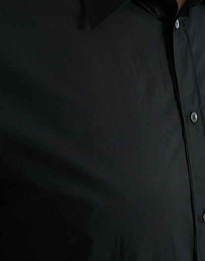 Dolce & Gabbana Black Cotton Men Formal GOLD Dress Shirt by Dolce & Gabbana