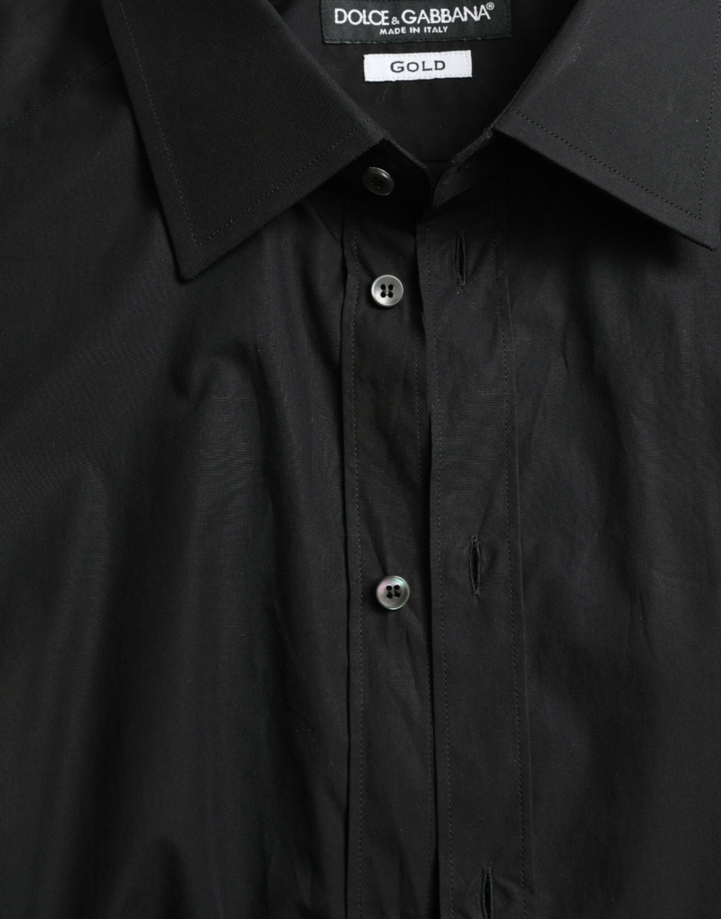 Dolce & Gabbana Black Cotton Men Formal GOLD Dress Shirt by Dolce & Gabbana