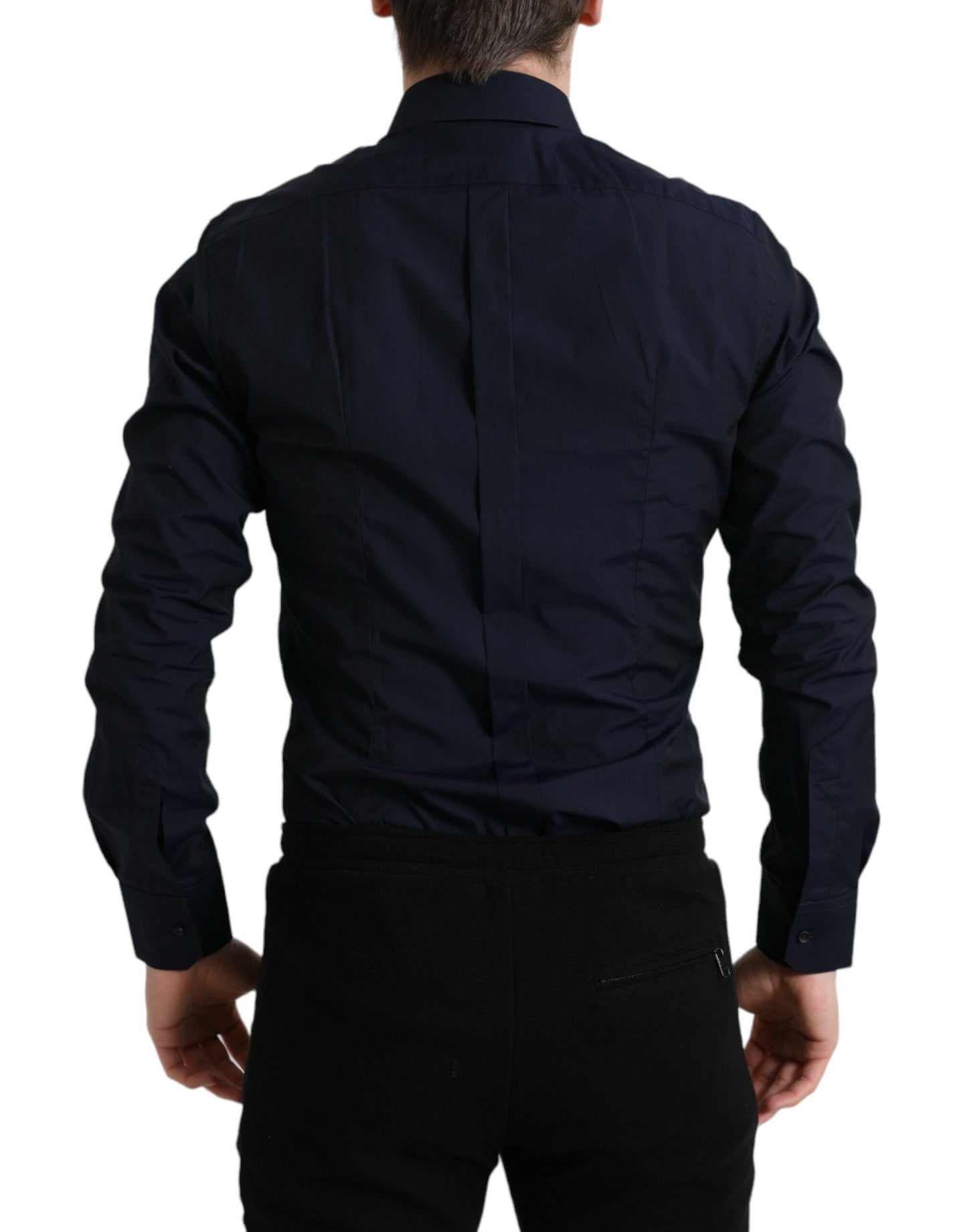 Dolce & Gabbana Navy Blue Slim Fit Formal GOLD Dress Shirt by Dolce & Gabbana