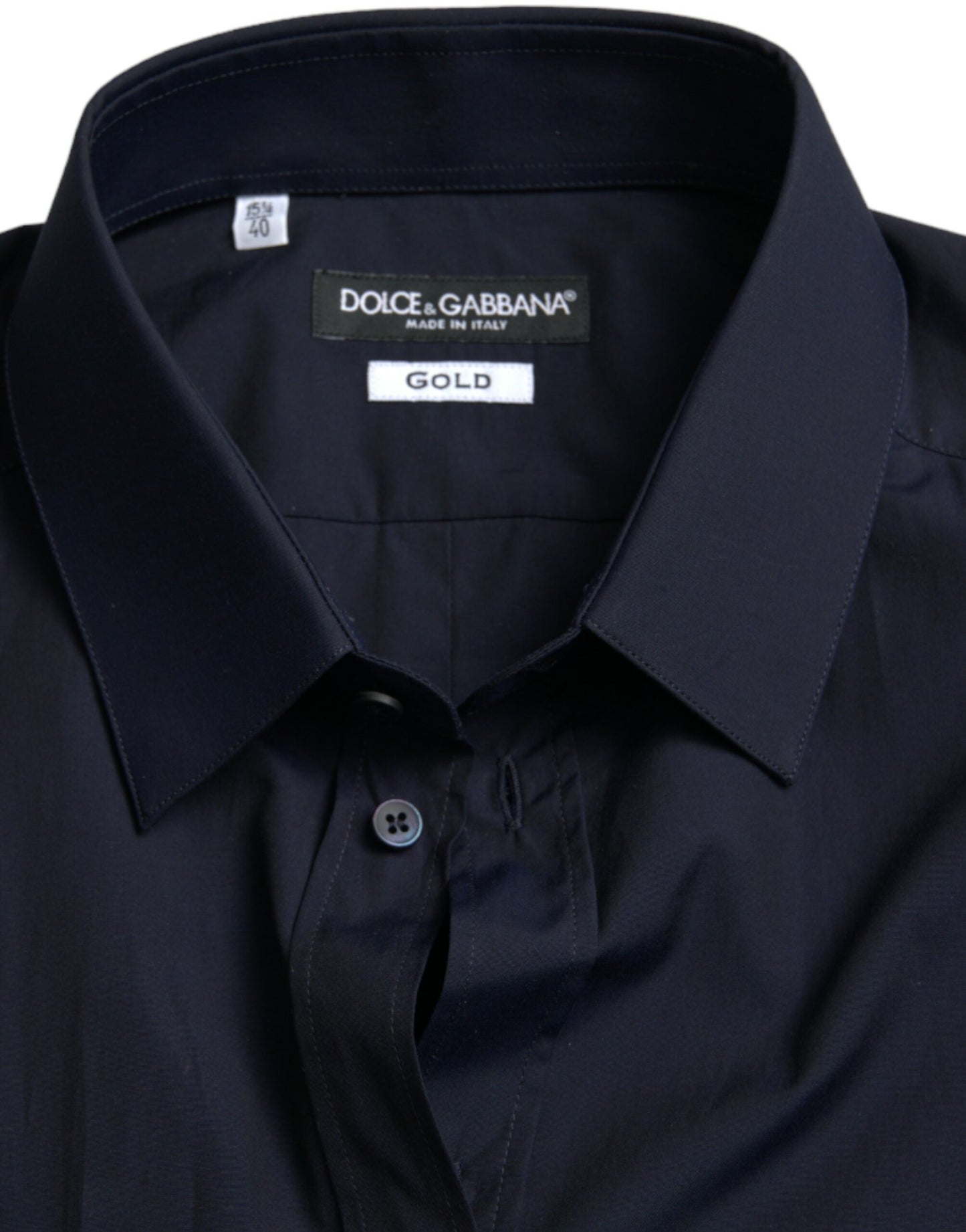 Dolce & Gabbana Navy Blue Slim Fit Formal GOLD Dress Shirt by Dolce & Gabbana