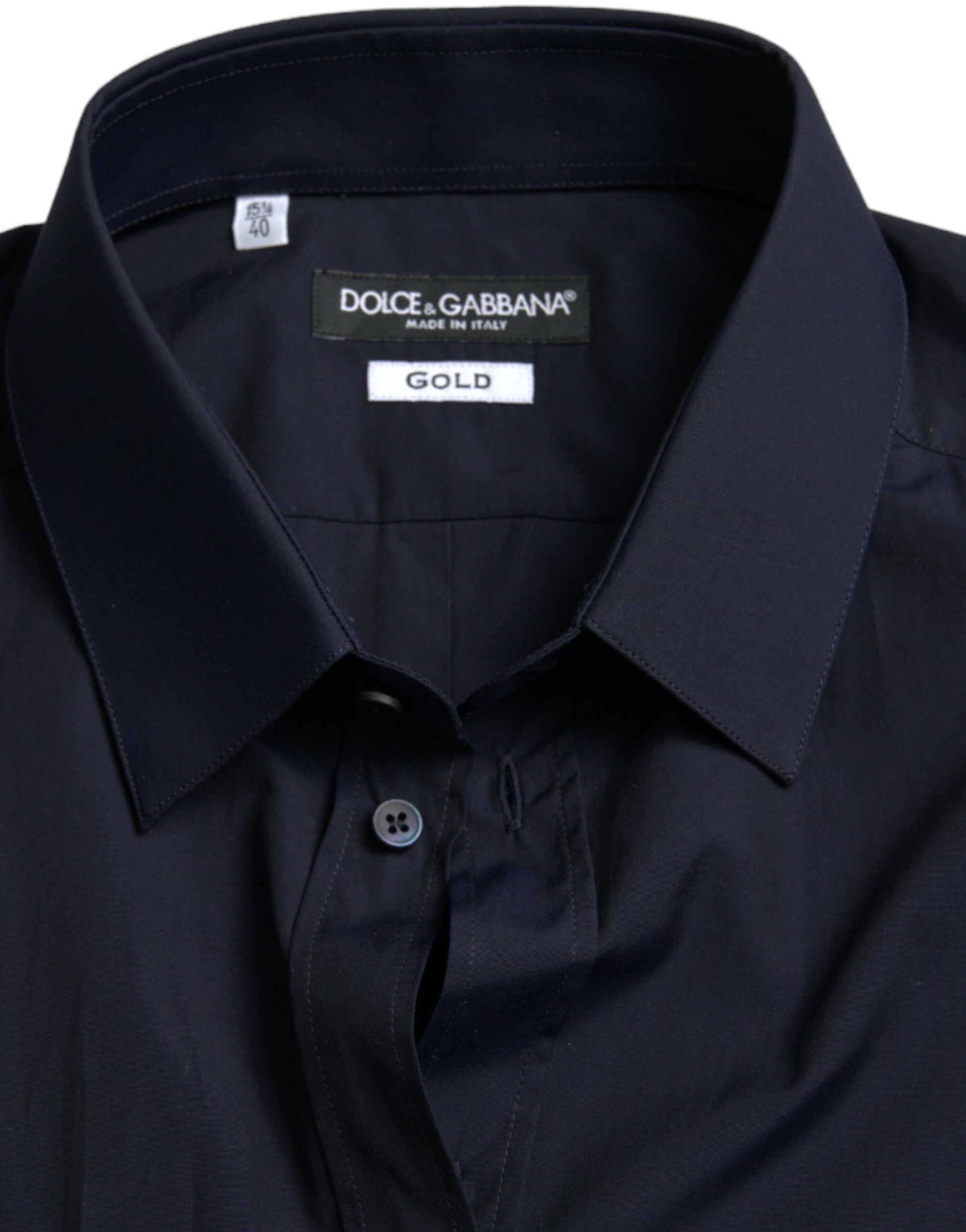 Dolce & Gabbana Navy Blue Slim Fit Formal GOLD Dress Shirt by Dolce & Gabbana